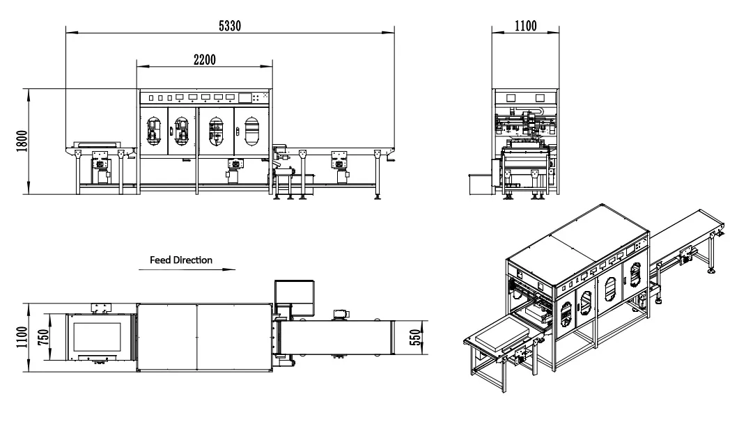 Поточная ультразвуковая машина для нарезки тортов и бисквита Ultrasonic GL-8000